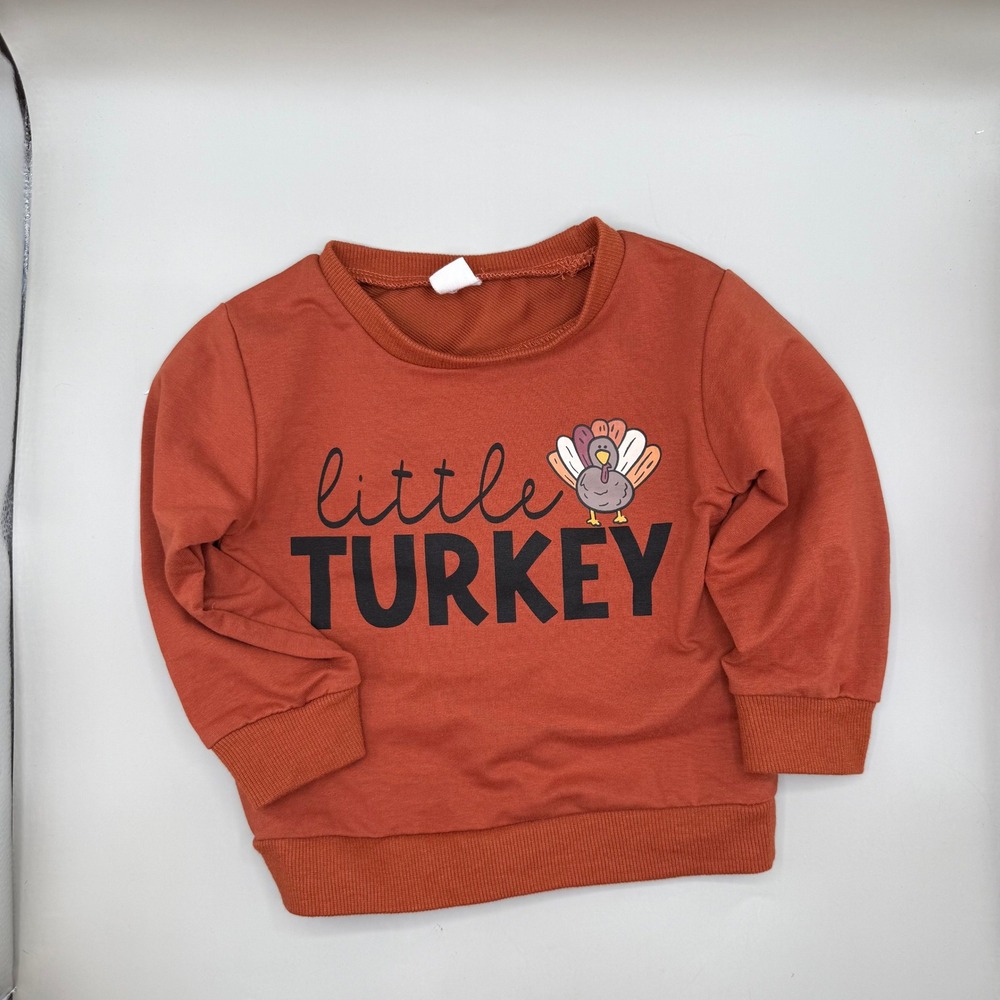 Little Turkey Thanksgiving Pullover Sweatshirt Kids Size 18-24 m Fall